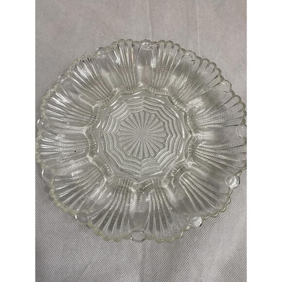 Deviled Egg Oyster Platter vintage 10x10x1 - Picture 1 of 8